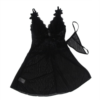 Subblime Babydoll Tulle Black Floral Lace L/XL - image 3