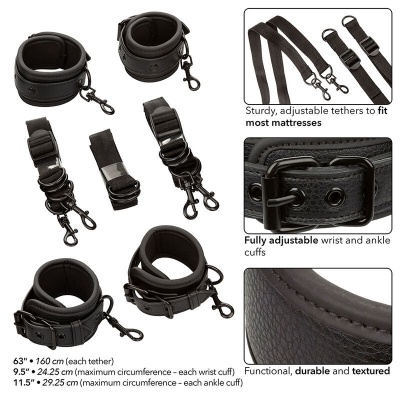 CALEXOTICS Nocturnal Bed Restraints Leather Adjustable Black - image 3
