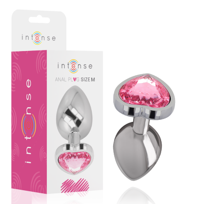 Aluminum Metal Anal Plug Pink Heart Size M