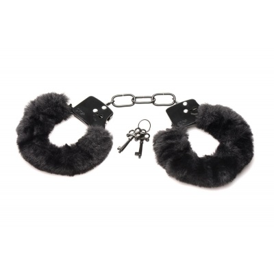 Foto van XR Brands - Cuffed In Fur Handboeien - Zwart