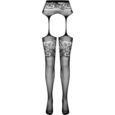 Passion S029 Stockings with Garter Black One Size - image 5