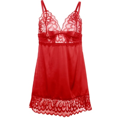 Subblime Satin Babydoll with Lace Red L/XL - image 4
