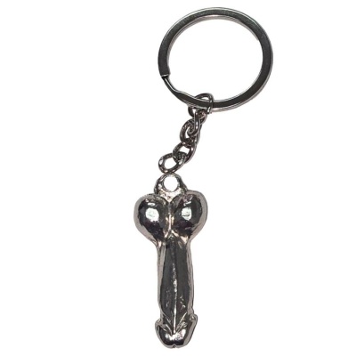 Diablo Picante Metal Penis Keychain, Silver