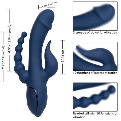 CalExotics Triple Orgasm Vibrator Blue - image 9