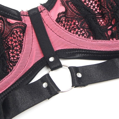 Subblime Pink Lace Mesh Push-up Bra Set L/XL - image 9