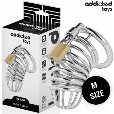 Addicted Toys Locked Iron Cell Metal Penis Cage Size M