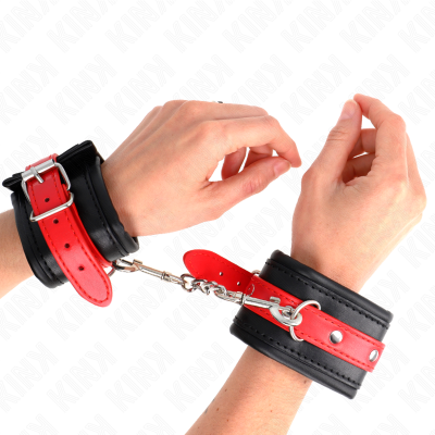 Kink Wrist Restraints, Black with Red Belt - image 1