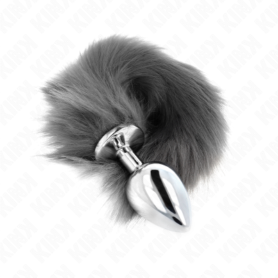 Kink Anal Plug L 10x4cm Synthetic Tail 40cm Grey White - image 2