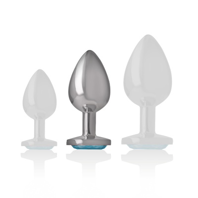 Aluminum Metal Anal Plug Blue Heart Size M - image 5