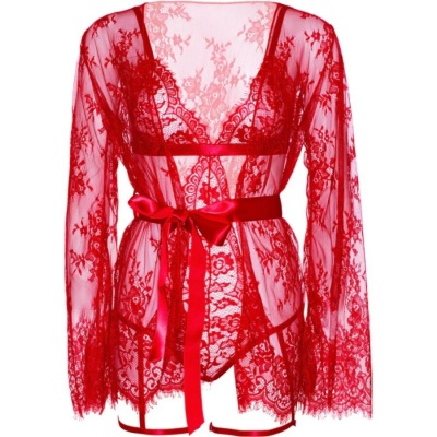 Leg Avenue 86123 Teddy Robe Set Red S - image 7