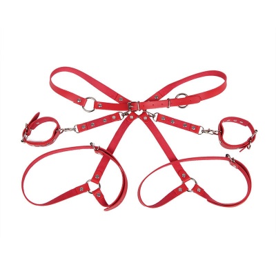 SUBBLIME 953706 Handcuffs with Bondage Belt Red One Size - image 4