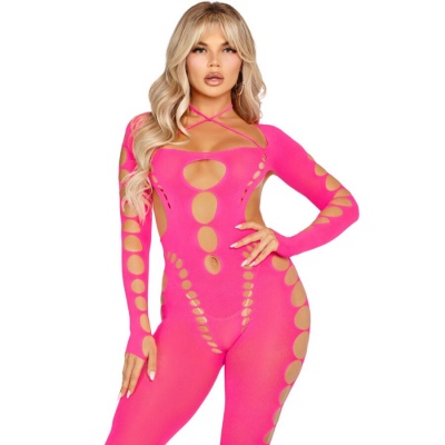 Leg Avenue Open Back Bodystocking, Pink - image 4