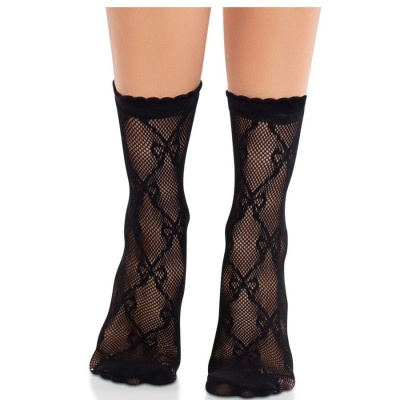 Leg Avenue Black Lace Bow Socks - image 3