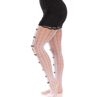 Leg Avenue Heart & Bows Fishnet Stockings White - image 3