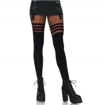 Leg Avenue Pantyhose White Fishnet Stripes