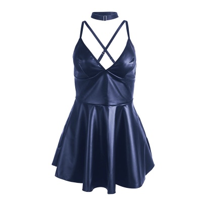 Subblime Blue PU Leather Strappy Nightgown S/M - image 5