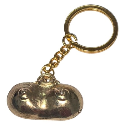Diablo Picante Metal Breasts Keychain, Gold