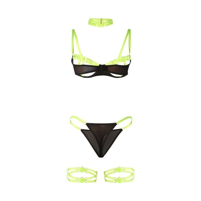 Subblime Fluorescent Green Bra Set Necklace L/XL - image 6