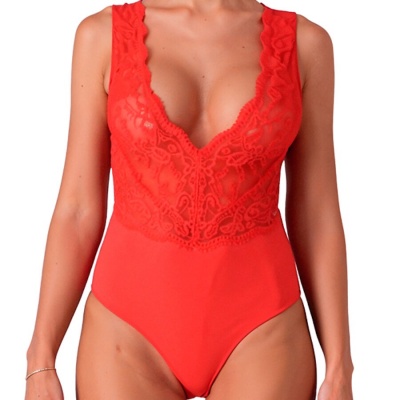 PASSION Lace Bodysuit Red L - image 2