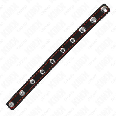 Kink Leather Penis Ring With Pressure Closure Red Lining 21 X 1.5 CM - image 4
