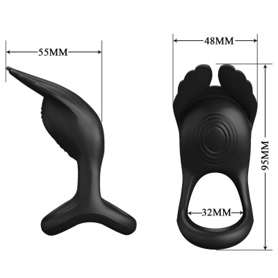Pretty Love Silas Vibrant Penis Ring Black 7 Vibrations - image 6