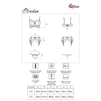 Livco Corsetti Moridam LC 90552 Bra + Garter Belt + Thong Black L/XL - image 8