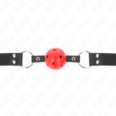 Kink Breathable Ball Gag, Double Rivet, Leather, 42-58cm - image 3