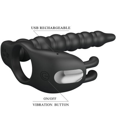 Pretty Love Blackney Penis Ring Vibrator Plug Black - image 6