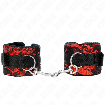 Kink Velvet Lace Wrist Restraints, Red/Black - image 2