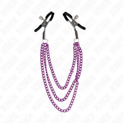 KINK Nipple Clamps With 3 Chains Purple 20/23/28cm - image 2
