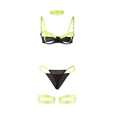 Subblime Fluorescent Green Bra Set Necklace S/M - image 5