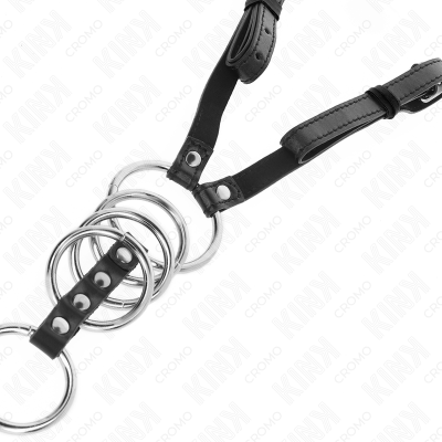 Kink 5 Penis Rings 3.8 Cm to 5 Cm Metal with Leather Belt 112 Cm - image 5