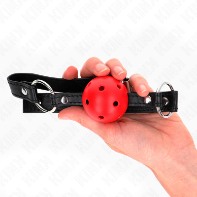Kink Hollow Hard Ball Gag, Red, 4.5cm, 63.5x2cm - image 3