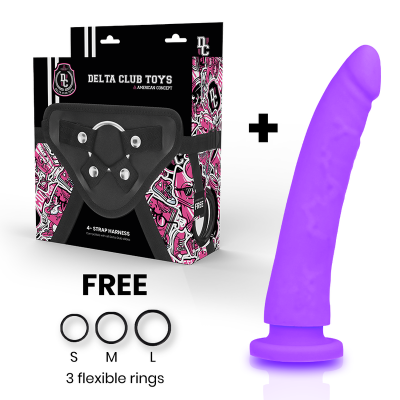 Delta Club Harness + Dildo Purple Silicone 20 CM - image 2