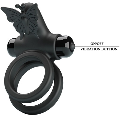 Pretty Love Double Vibrating Ring Black Stimulator - image 9