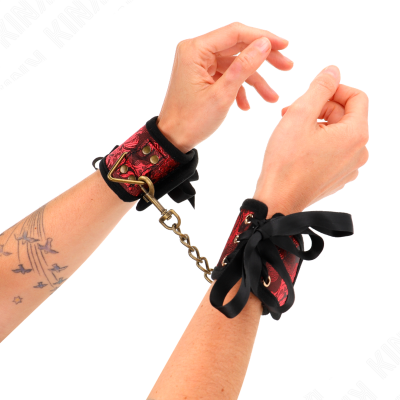 Kink Scandal Wrist Restraints Lace Red Black - image 1