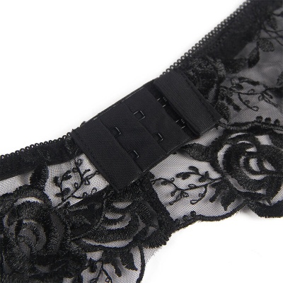 Sublime 3-Piece Lingerie Set Floral Black S/M - image 11