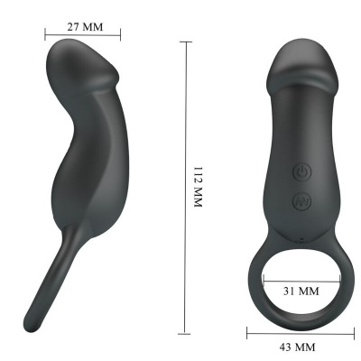 Pretty Love Trae Vibrating Ring with Stimulator Black - image 4