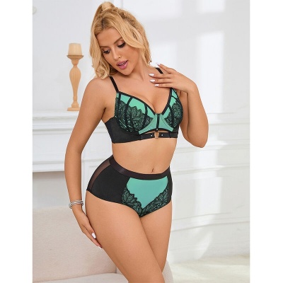 Subblime Green Lace Mesh Push-up Bra Set S/M - image 11