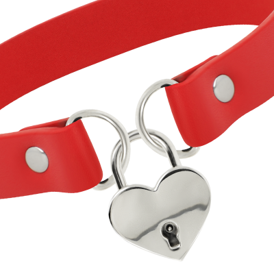 Coquette Chic Desire Red Leather Necklace Heart Key - image 4