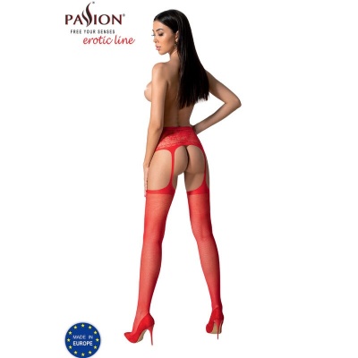 Passion S028 Stockings with Garter Red One Size - image 4