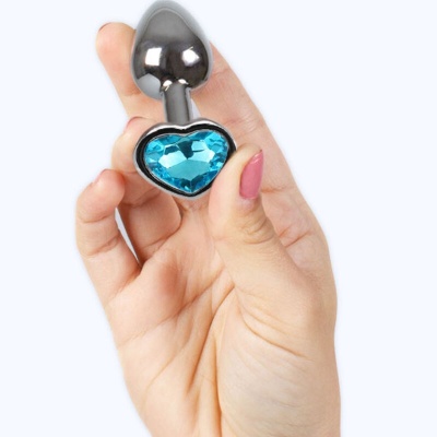 Metal Butt Plug Blue Heart Small Size 7 cm - image 3