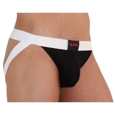 Burn 004 Jockstrap Shiny Black/White XL
