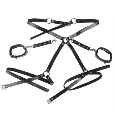 SUBBLIME 953690 Handcuffs with Bondage Belt Black One Size - image 4