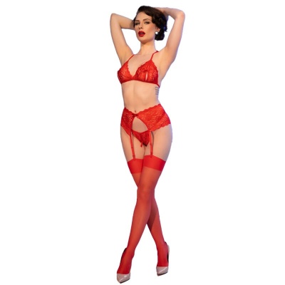 Chilirose CR 4848 Red Lace Bra Set XL - image 4