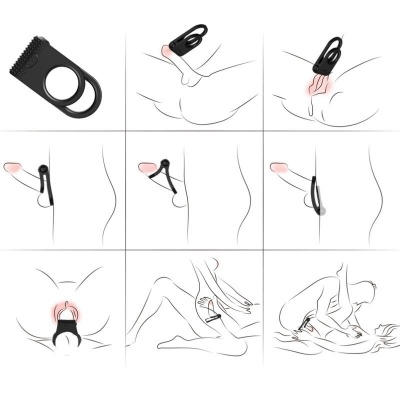 Armony Twins Double Vibrator Ring Couples Black - image 2