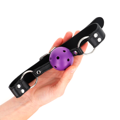 Kink Breathable Ball Gag, Double Rivet, Purple, 42-58cm - image 3