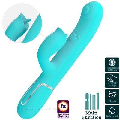 Pretty Love Rabbit Licking Vibrator Aqua Green - image 3