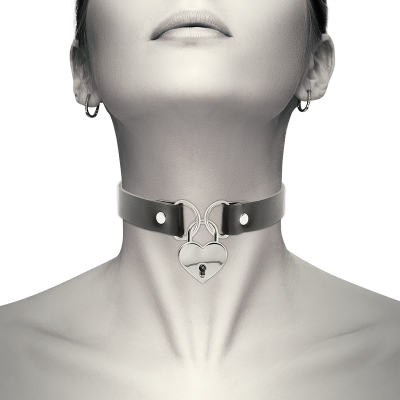 Coquette Chic Desire Leather Heart & Key Collar - image 2