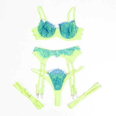 Subblime Green Eyelash Lace Bra Set S/M - image 6